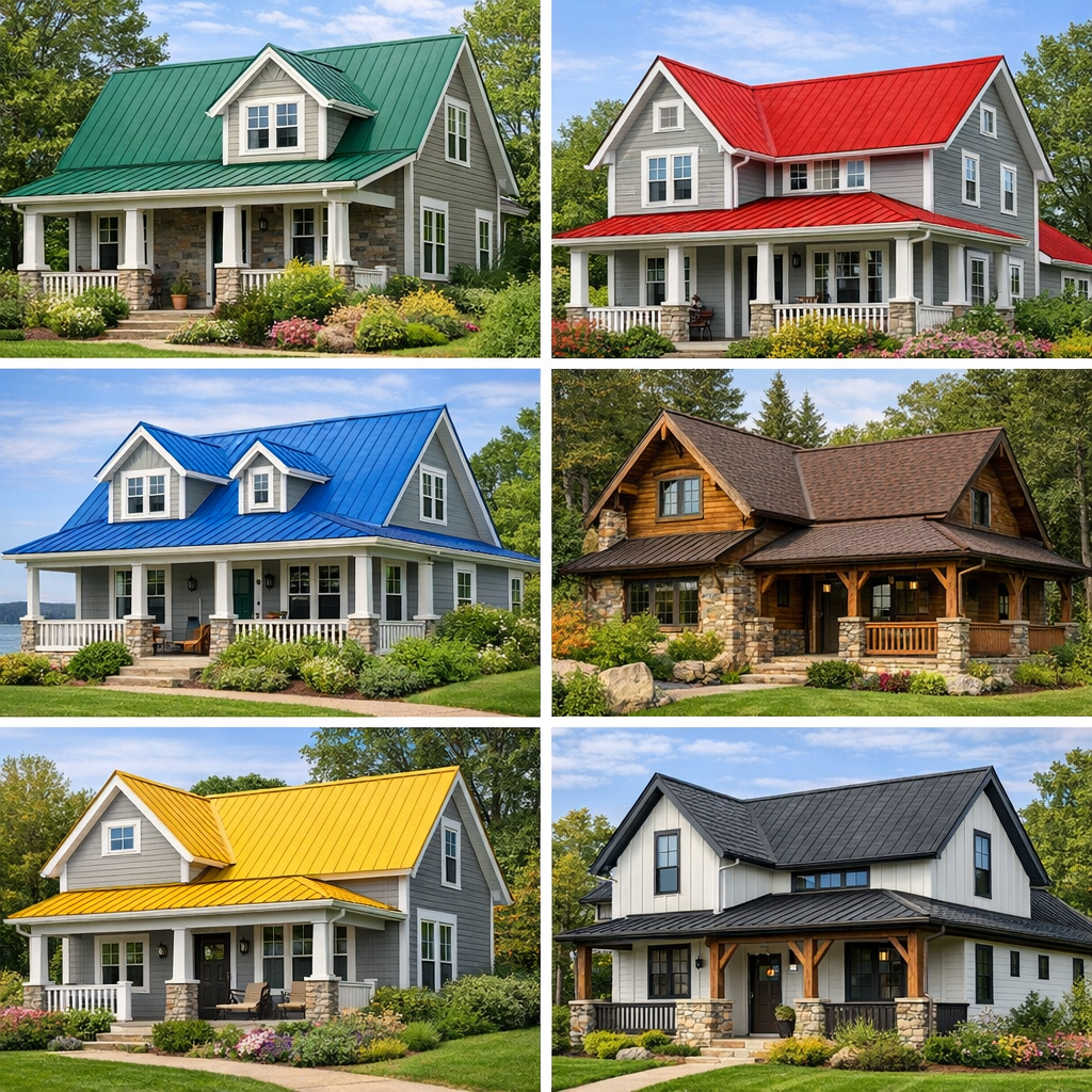 a collage of homes with unique roof colors Dont make the colors too far out there-1