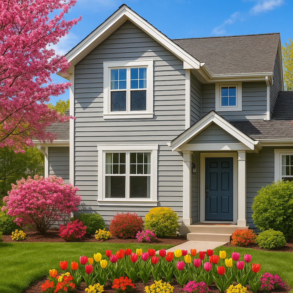 A beautiful residential home exterior showcasing f