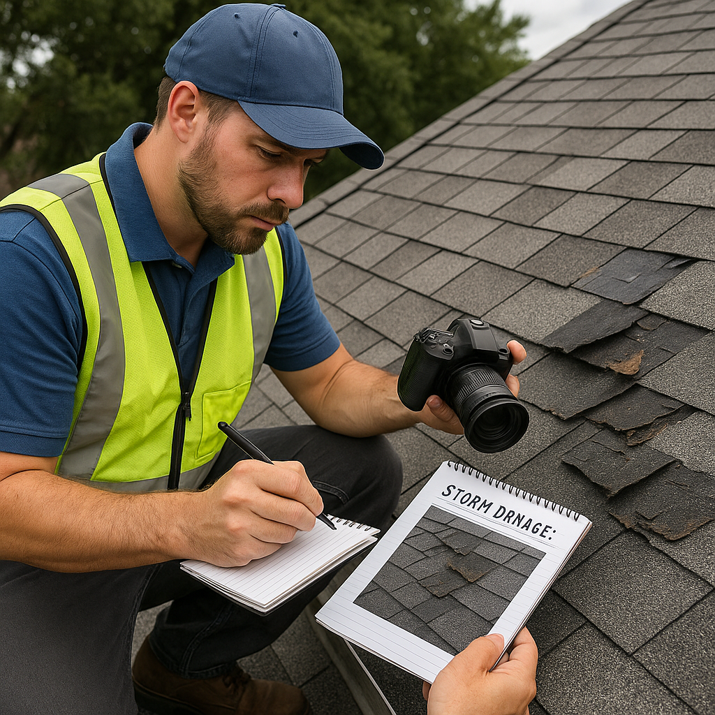 A licensed roofing contractor conducting a thoroug