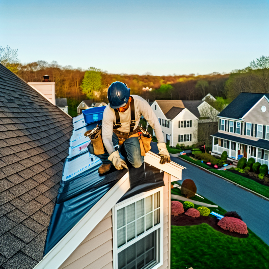 A professional roofer expertly installing new shin