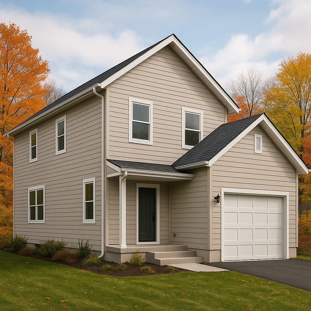 Modern residential home exterior featuring pristin